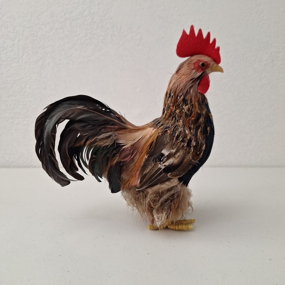 9.5"β Vintage Artificial Natural Feathered Decorative Rooster Rustic Farm Decor